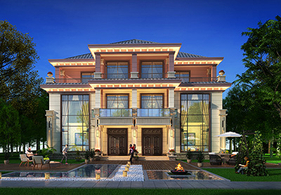 中式三层双拼别墅图纸设计图 18X13米